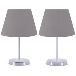 Opviq 2354 Juego de 2 Lámparas de Mesa Gris 37cm PVC Pantalla 22cm Patas Metal Diseño Escandinavo